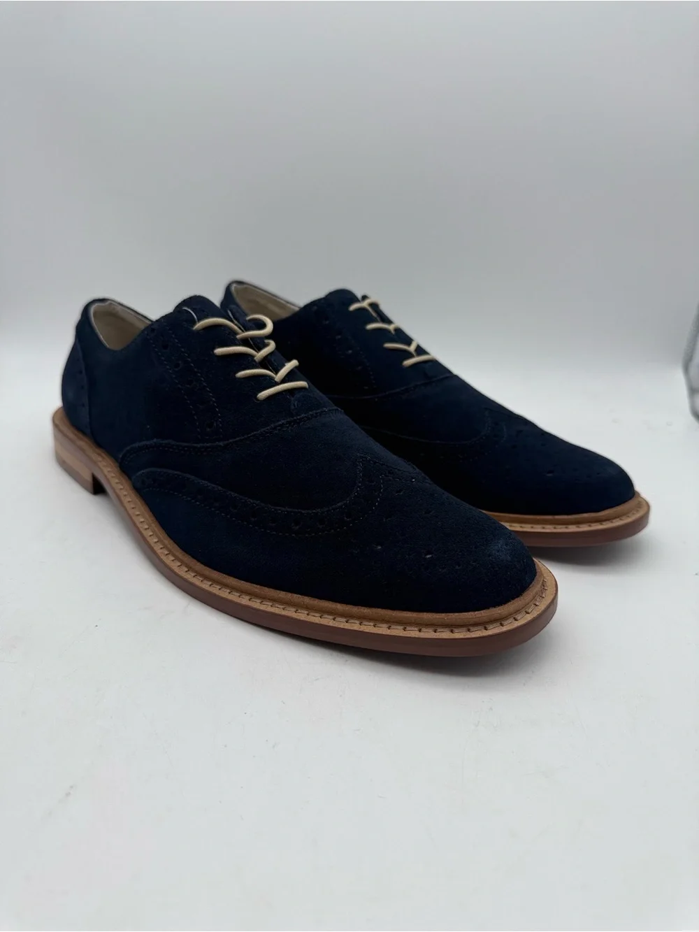 BRAND NEW Original Penguin Brogue Blue Suede Wingtips Men Sz 9.5